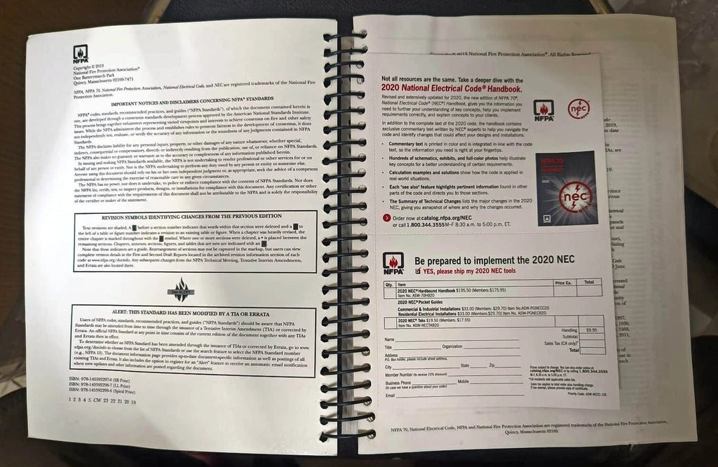 National Electrical Code NFPA 2020 Edition Spiral Bound NEC 70 Pre Tabbed Tabs