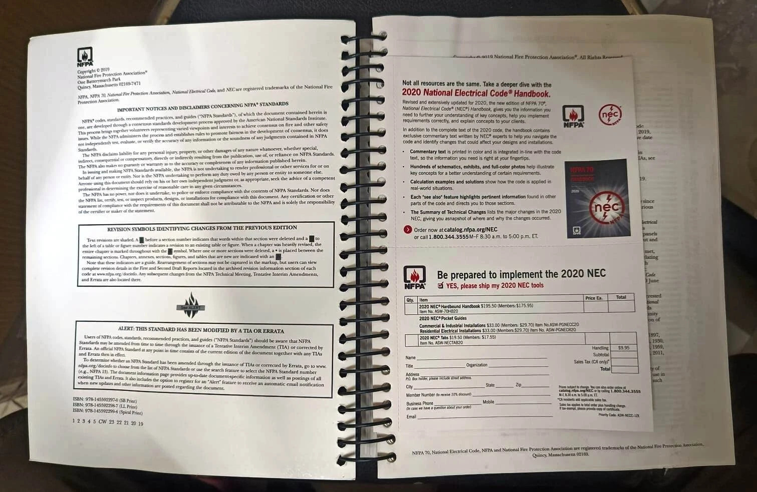 National Electrical Code NFPA 2020 Edition Spiral Bound NEC 70 Pre Tabbed Tabs