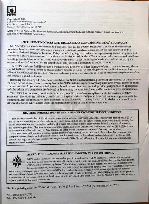 5 x NFPA 70 National Electrical Code NEC 2026 Softbound Paperback Free Shipping